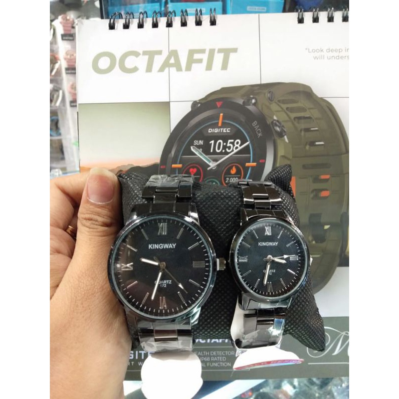 Jam Tangan Couple Pria Wanita Kingway Polos Rantai Stainless Steel Analog