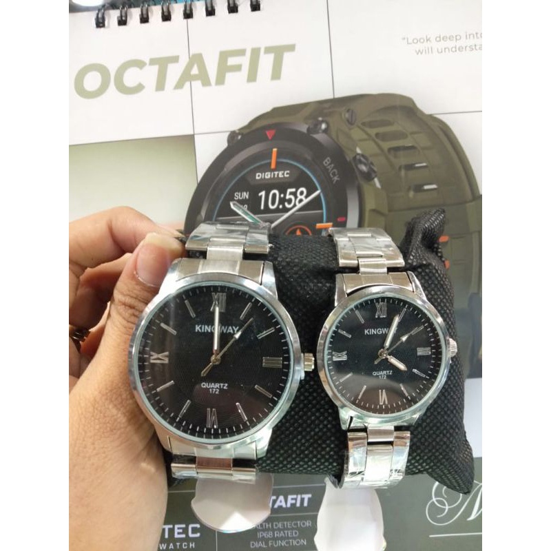 Jam Tangan Couple Pria Wanita Kingway Polos Rantai Stainless Steel Analog