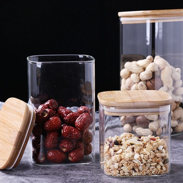 Toples Kaca Penyimpanan Makanan Glass Storage Jar 600ml - HC1019