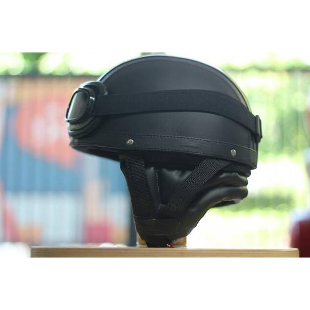 Helm Bogo - Helm Chip Kacamata Goggle- Hitam
