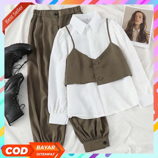 Terbaru Satu Set Baju + Celana / One Set Wanita Kekinian / Setelan Fawnia Cardi / Setelan Cardigan /