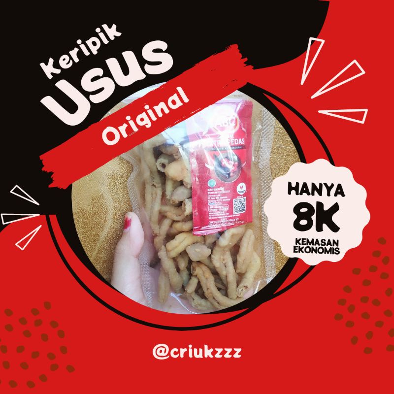 

Keripik usus renyah & gurih kemasan standing pouch