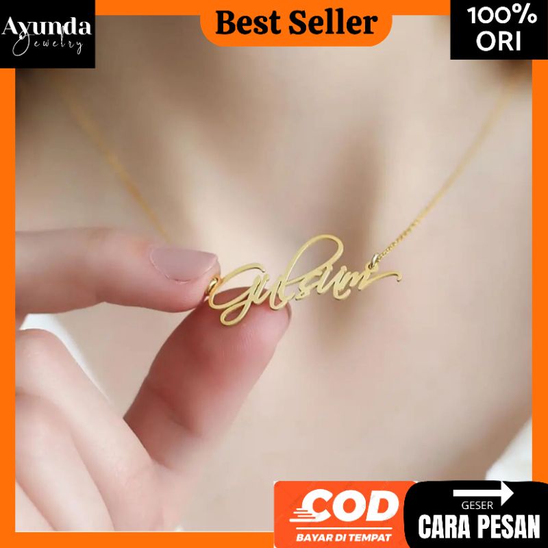 Kalung Nama titanium anti Karat Necklace Custom kalung nama