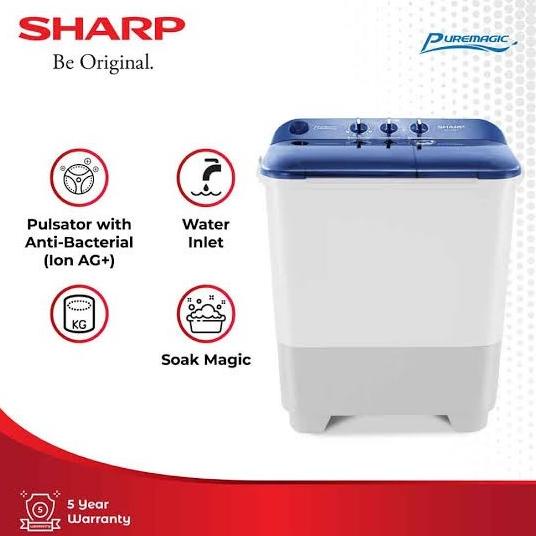 ```````] Mesin Cuci Sharp 2 Tabung Puremagic 7 kg EST75NT