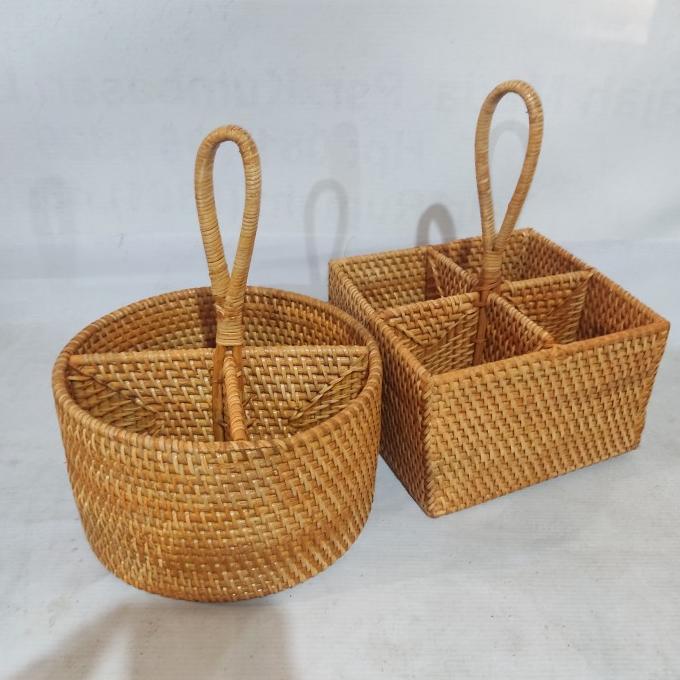 .........] Keranjang Rotan Wadah Rattan Unik Serbaguna Tempat Sendok Bumbu