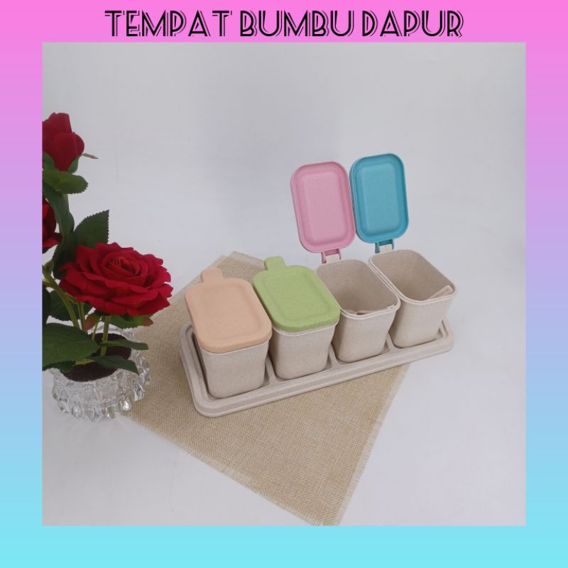 Tempat Bumbu Dapur Set | Tempat Bumbu Aesthetic | Rak Tempat Penyimpanan Bumbu Dapur Plastik |  Temp