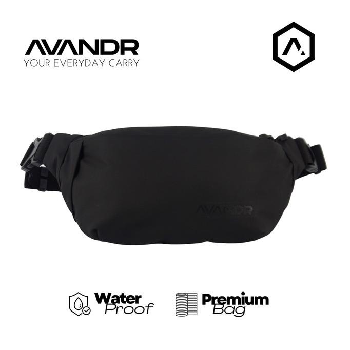 AVANDR 2X Black Matte Waist Bag Tas Pria Medium Waterproof Multifungsi