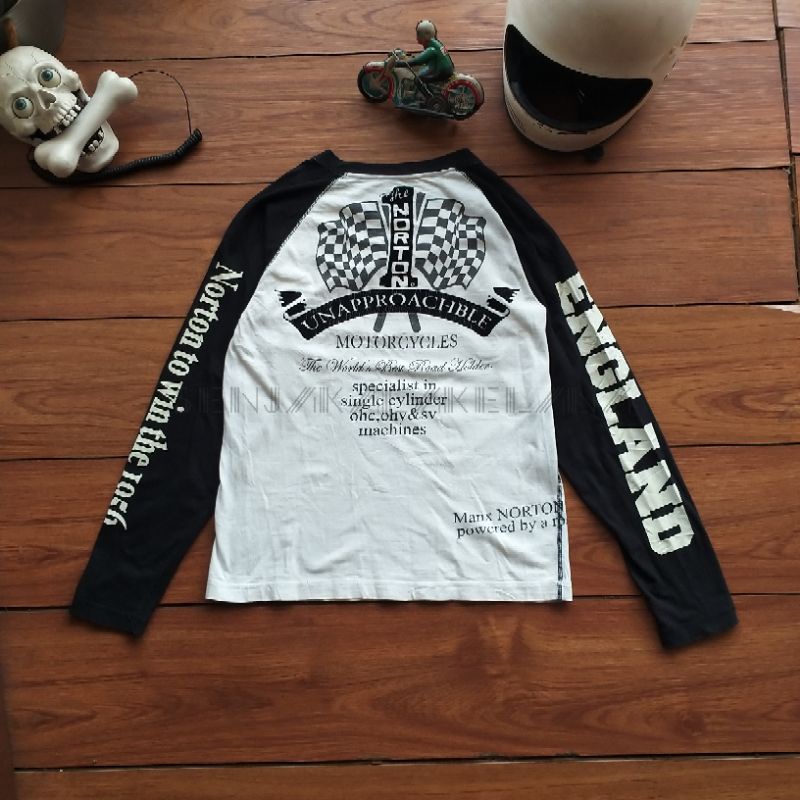 Vintage Norton England Champion Longsleeve tshirt, X harley bsa triumph vanson mooneyes yellowcorn c