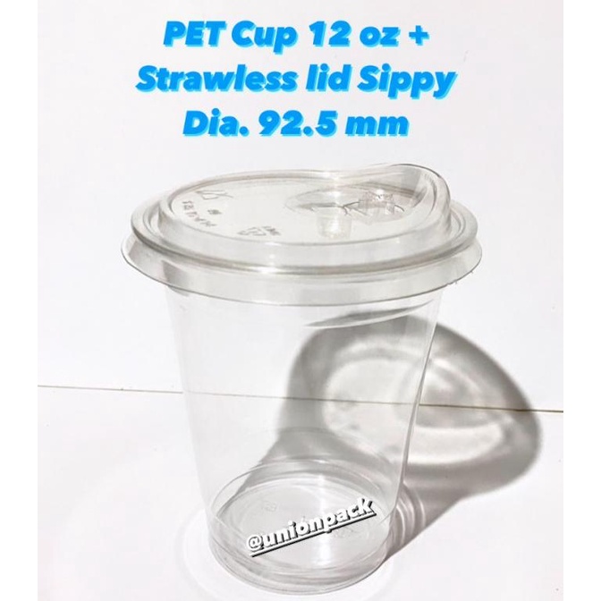 Pet Cup 12 Oz Strawless Berkualitas