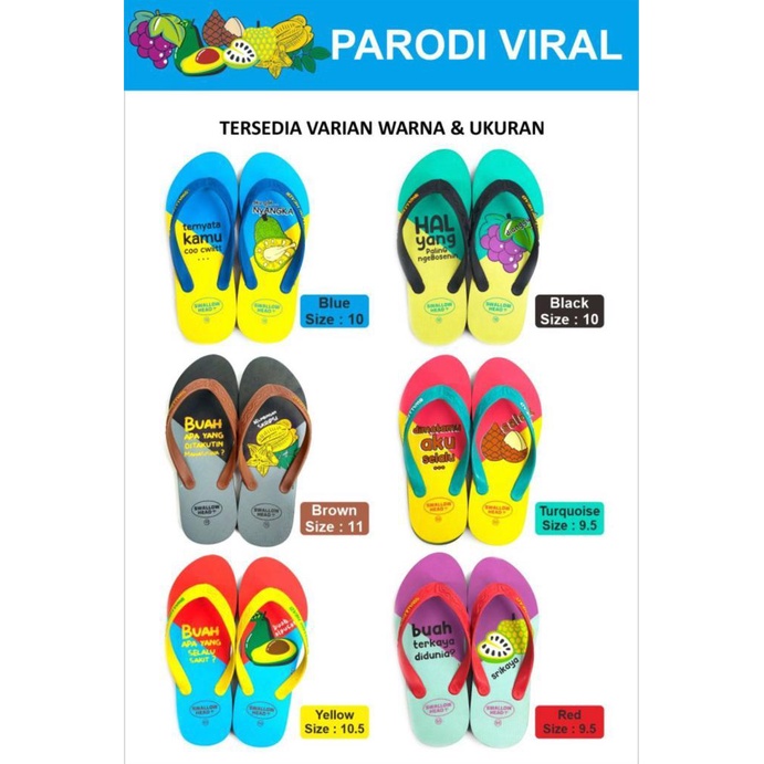 Sandal Jepit Karet Warna Cerah Swallow Head Swallow Parodi