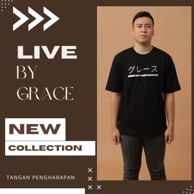 Tshirt Kaos Unisex Lengan Pendek Live by Grace Tangan Pengharapan YTP