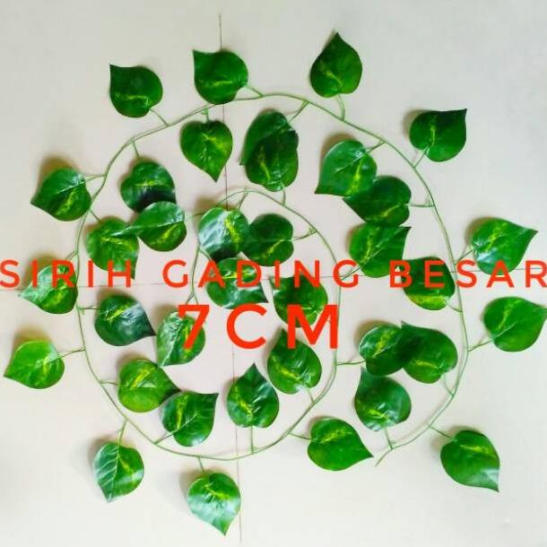 DAUN RAMBAT DAUN PLASTIK SIRIH GADING BESAR 7CM DAUN ARTIFICIAL 200CM