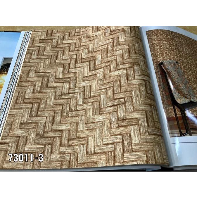 WALLPAPER DINDING MOTIF ANYAMAN BAMBU 3D DEKORASI DINDING
