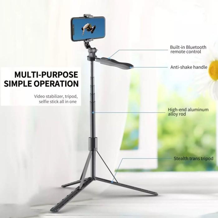 Tongsis Selfie Stick Bluetooth Tripod 3 in 1 Tongsis Bluetooth