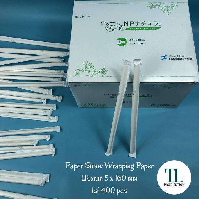 

400pcs Paper Straw Wrapping Putih Lurus 5mm x 160mm Wrapping Kertas