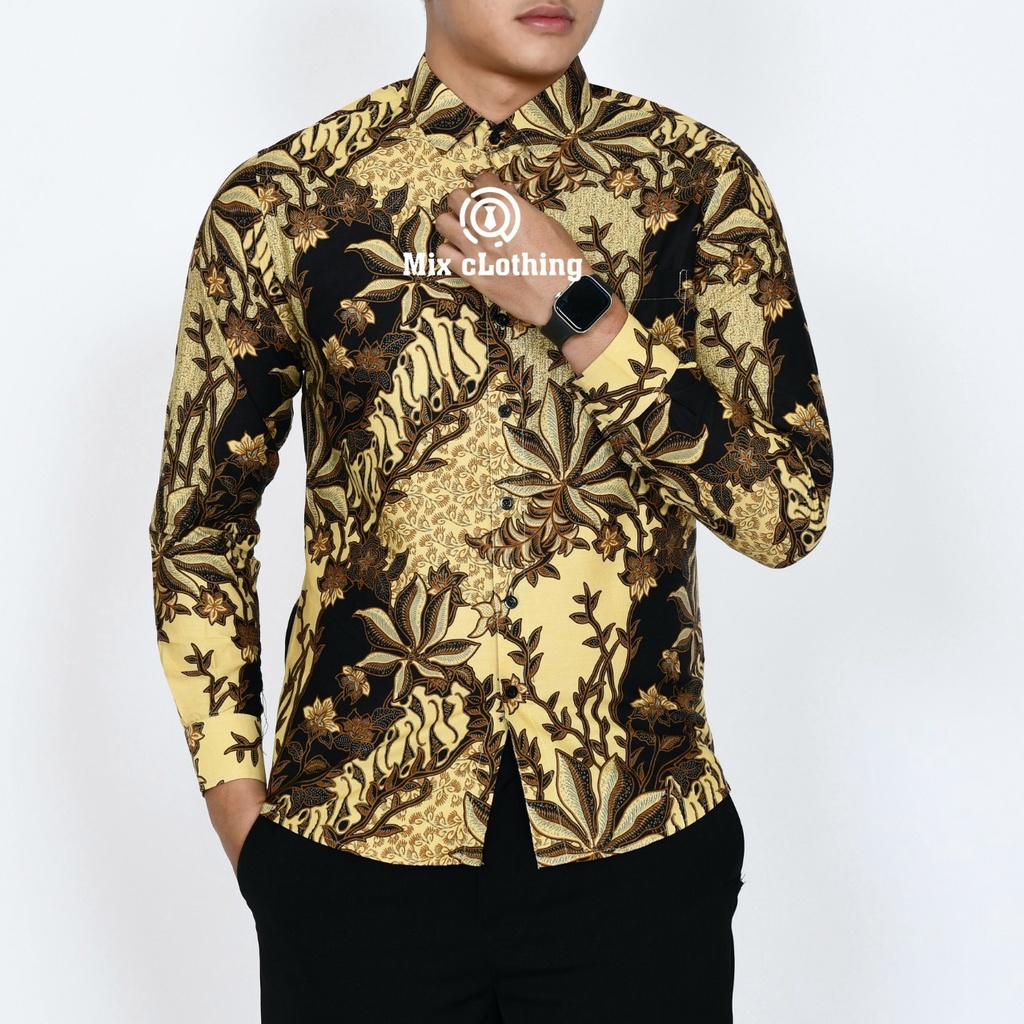 Baju Batik Pria Slimfit Kemeja Lengan Panjang Slim Premium Kode 2000