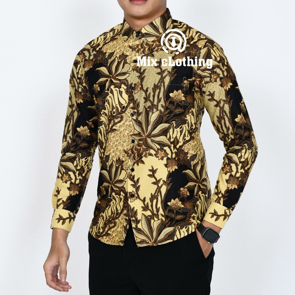 Baju Batik Pria Slimfit Kemeja Lengan Panjang Slim Premium Kode 2000