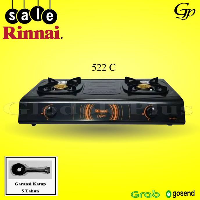Rinnai RI-522C Kompor Gas 2 Tungku Teflon ri 522 C rinai ri522c
