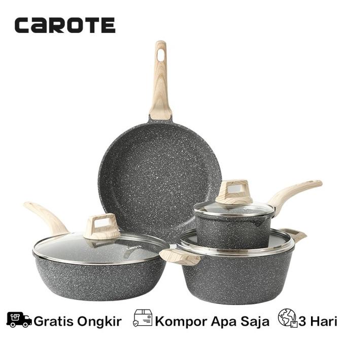 Carote EW Wajan Panci PAKET KELUARGA Set Anti Lengket (4 BUAH) Granit