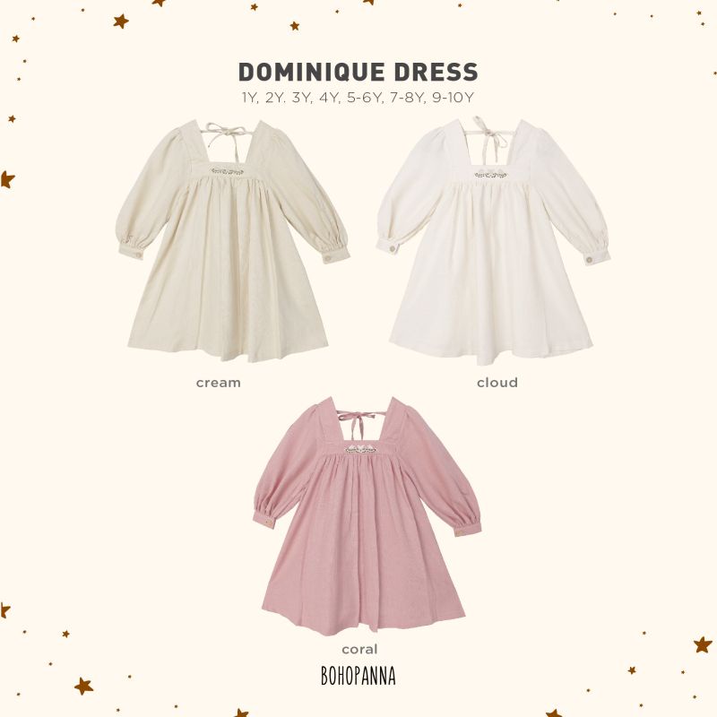 Dominique Dress Bohopanna B48 / Dress Anak Perempuan Polos / Dress Anak Bohopanna