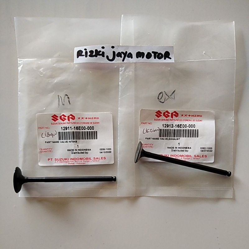 Klep valve in&ex intake exhaust 12911-16E00-000 & 12912-16E00-000 ori SUZUKI