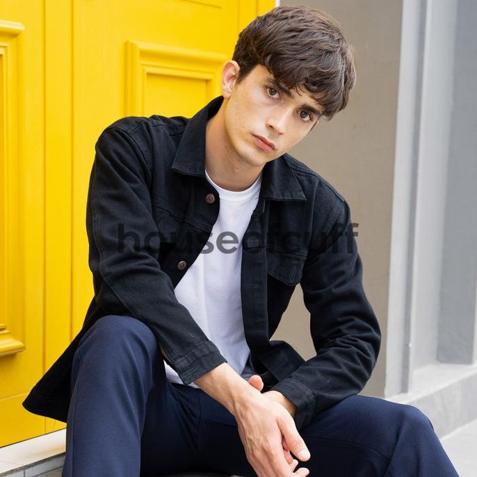 Best Sales Houseofcuff Jaket Jeans Pria Polos Tebal Dilan Jaket Denim Hitam Berkualitas
