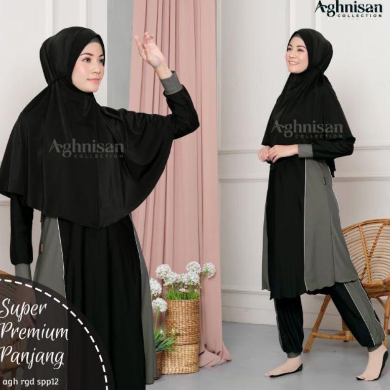 Baju Renang Muslim Aghnisan Super Premium Panjang Wanita Dewasa Muslimah Syari Jumbo Polos