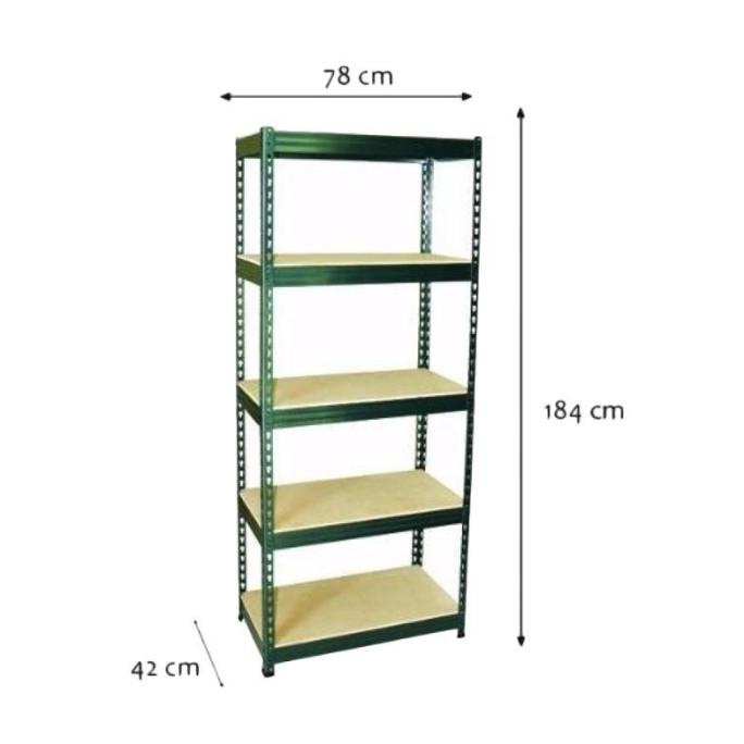 Kenmaster Rak 5 Susun Besi 750 Kg Tanpa Baut - Rak 5 Susun Plus Kayu Denissakinah