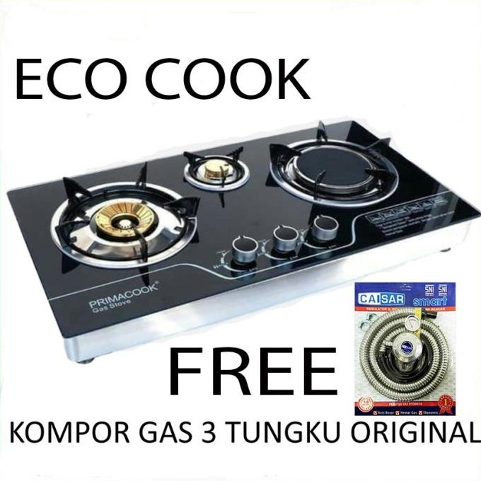 KOMPOR TANAM ECO COOK KOMPOR GAS TANAM 3 TUNGKU INFRARED TEMPERED DISKON SELANG EL09I09A82L