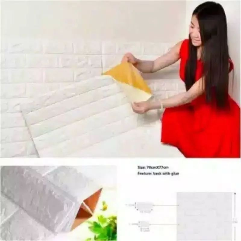 Wallpaper 3D Modern Foam Batu Bata 70 x 70cm / Brick Foam Bata 3D / PUTIH 3D