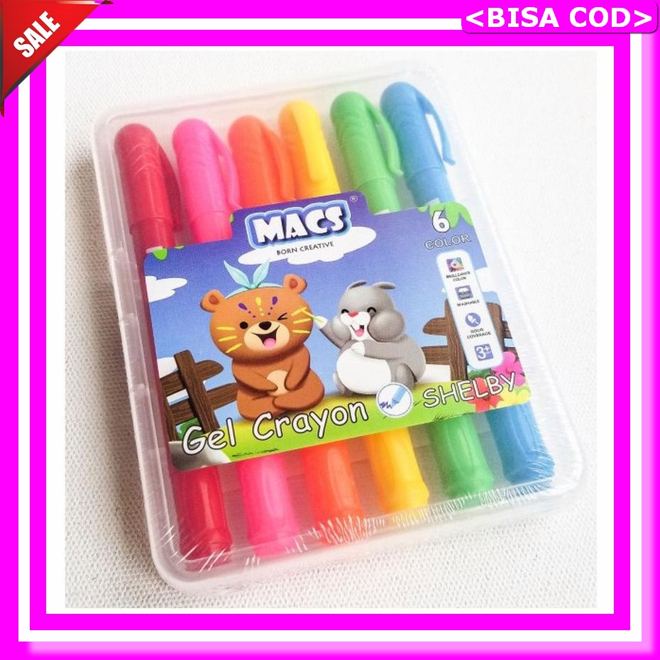 

Crayon Set Super Mega Krayon Macs Silky Gel Crayon 12 / 24 Color/ Warna - 6 Color