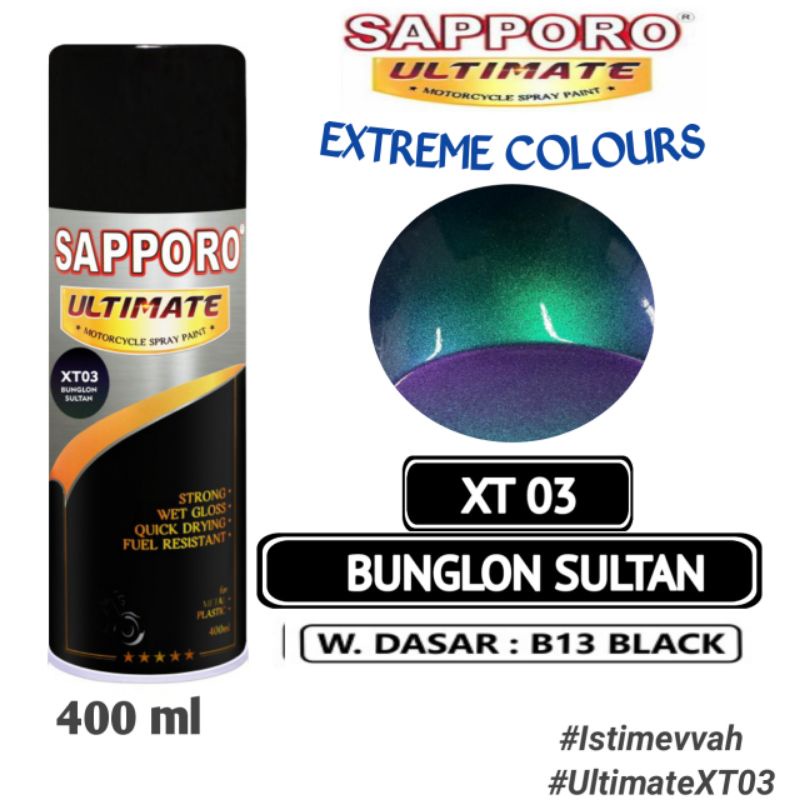 XT03 BUNGLON SULTAN SAPPORO ULTIMATE 400ml Cat Semprot Pilok Pylok Pylox / Cat Aerosol / Sapporo Ult