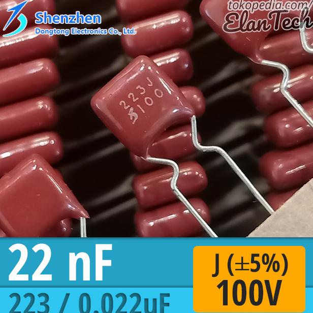 22nF / 223 J 100V Milar Film Capacitor 22n 22 nF Kapasitor Elan73c