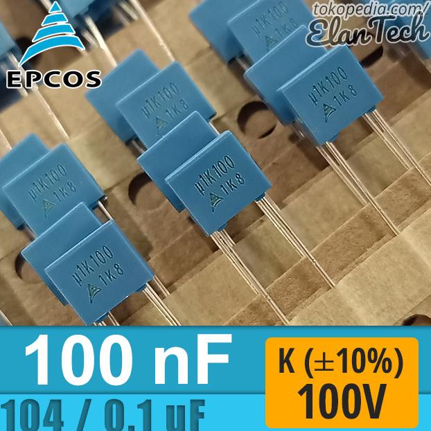 Epcos 100nF / 104 / 0.1uF J 100V 100 nF Capacitor Kapasitor Elan73c