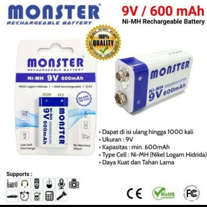 Terlaris Baterai Kotak 9V Rechageable/Batu Baterai Cas