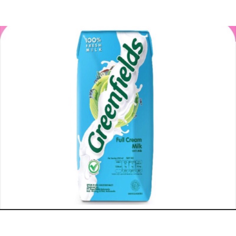 Greenfields Full Cream Milk 250ml Susu UHT 100% susu segar