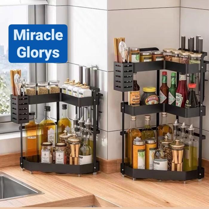 Best Seller Rak Bumbu Sudut Rak Dapur Stainless Tempat Simpan 2-3 Susun
