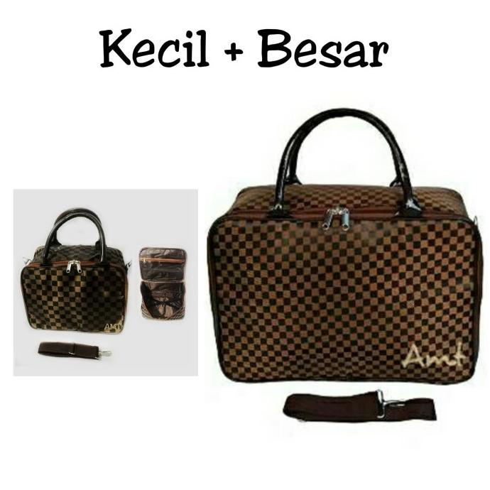 Paket Tas Koper/Tas Travel Kecil dan Besar /Tas Kosmetik Baju Coklat