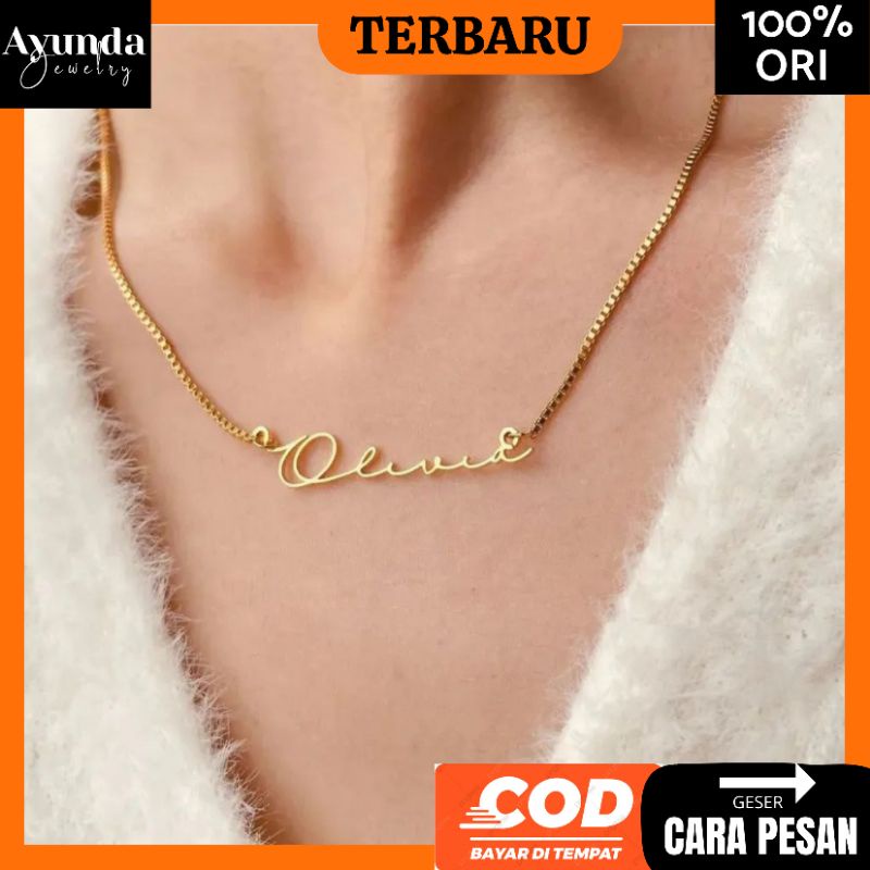 Kalung Nama Titanium anti karat Bisa pilih font Kalung custom