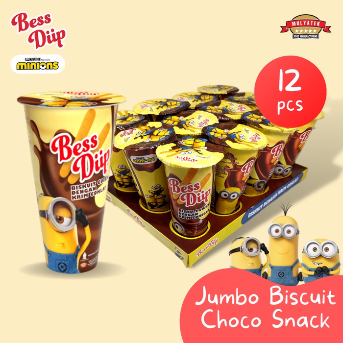 

Bess Diip Minions Chocolate Snack Jumbo Coklat Biskuit 45 gr - 12 pcs