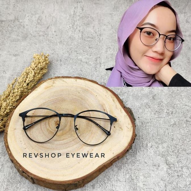 Frame Kacamata Wanita Stainless Rounded Free Lensa Minus