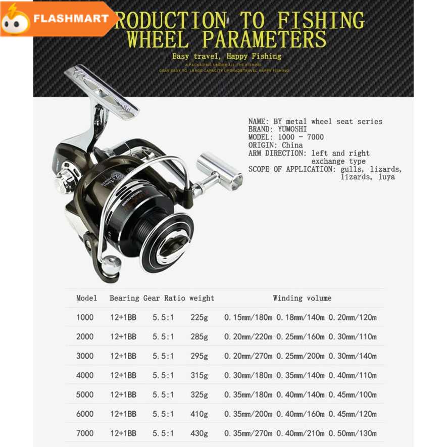 FLASHMART BY3000 Reel Pancing Spinning 12+1 Ball Bearing 5.2:1