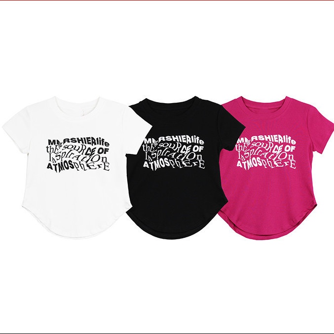 Red LULUS kapas murni Amerika retro surat desain tidak teratur t-shirt lengan pendek 2022 musim panas hot gadis atasan pendek