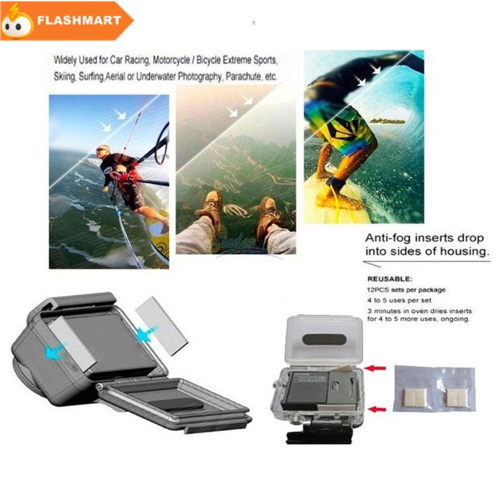 FLASHMART Anti Fog Drying Filter Waterproof Case Xiaomi Yi GoPro 12 PCS - XTGP90