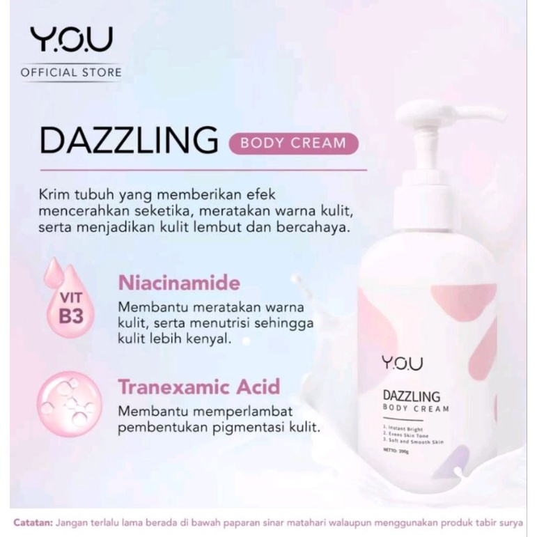 YOU Dazzling Glow Up Series Facial Foam / Toner / Tone Up Face Cream &amp; Spray / Day Cream / Night Cream / Body Cream