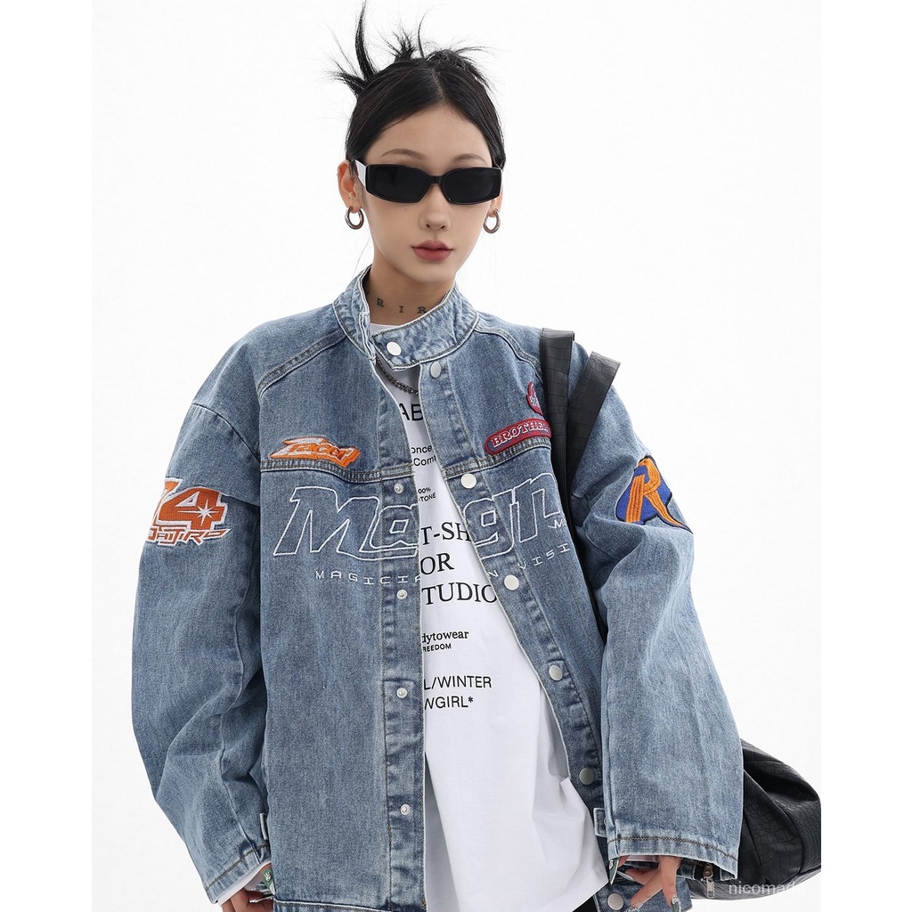 COD##jaket jeans wanita ootd korean style/jaket denim high street vintage biru wanita