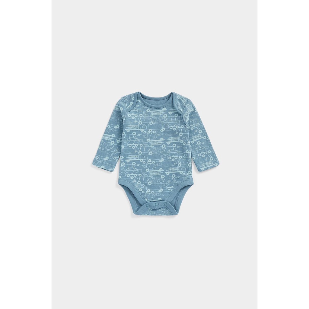 Mothercare Trucks Long-Sleeved Bodysuits - 3 Pack - Set Terusan Bayi Laki-laki (Multi)