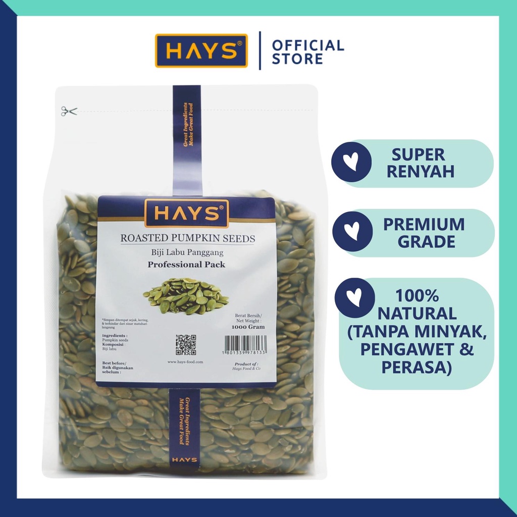 

Roasted Pumpkin Seeds 1KG / Biji Labu Panggang 1KG - HAYS Best Seller