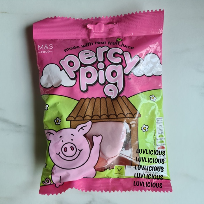 

M&S MARK MARKS & AND SPENCER PERCY PIG PIGLETS GUMS CANDY PERMEN BUAH