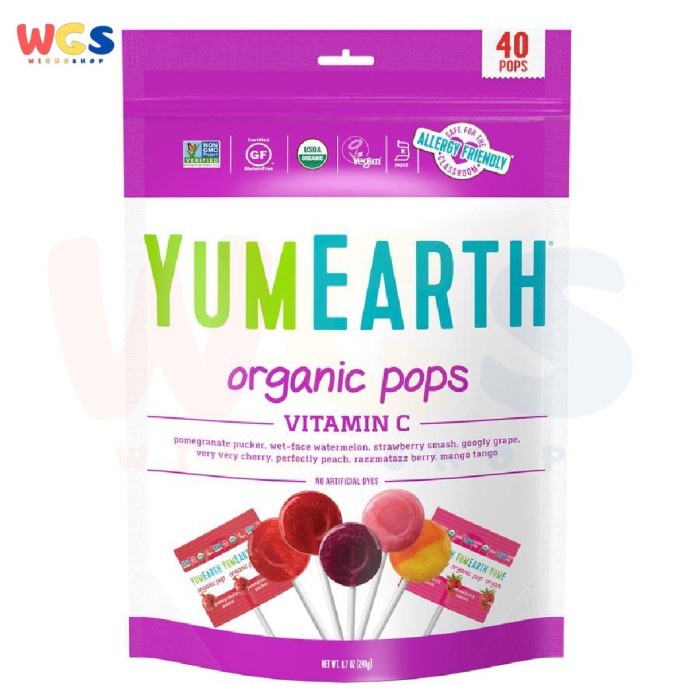 

Permen YumEarth Organic Pops Vitamin C Assorted Flavors 40 Pops 241 g